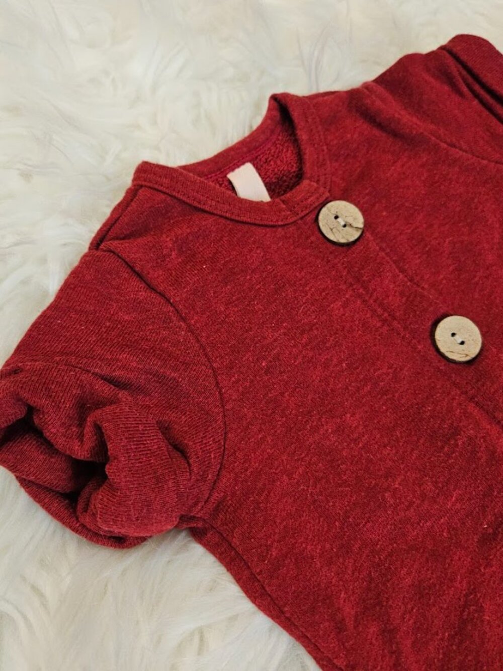 Childhoods Red Wood Button Up Romper One Piece Cotton Blend Baby Kids Boy 6-12M - Picture 2 of 9